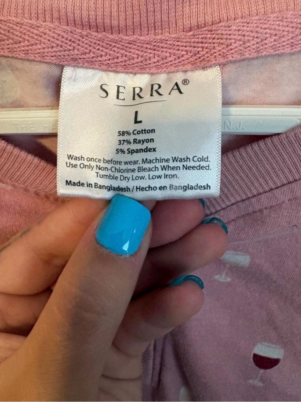 Serra Pink Long-Sleeve Henley with Wine Glass Print - Picture 2 of 4
